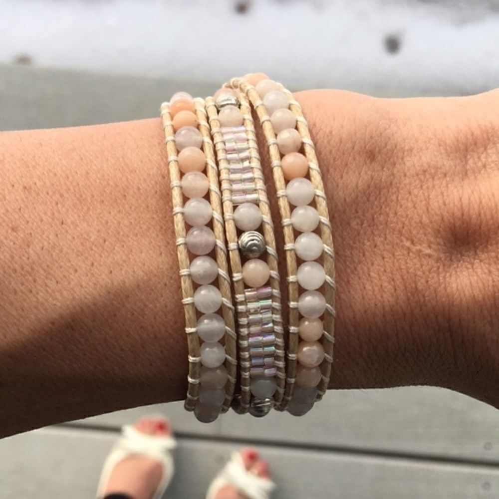 NEW Katie Soleil tan ivory beige Wrap bracelet